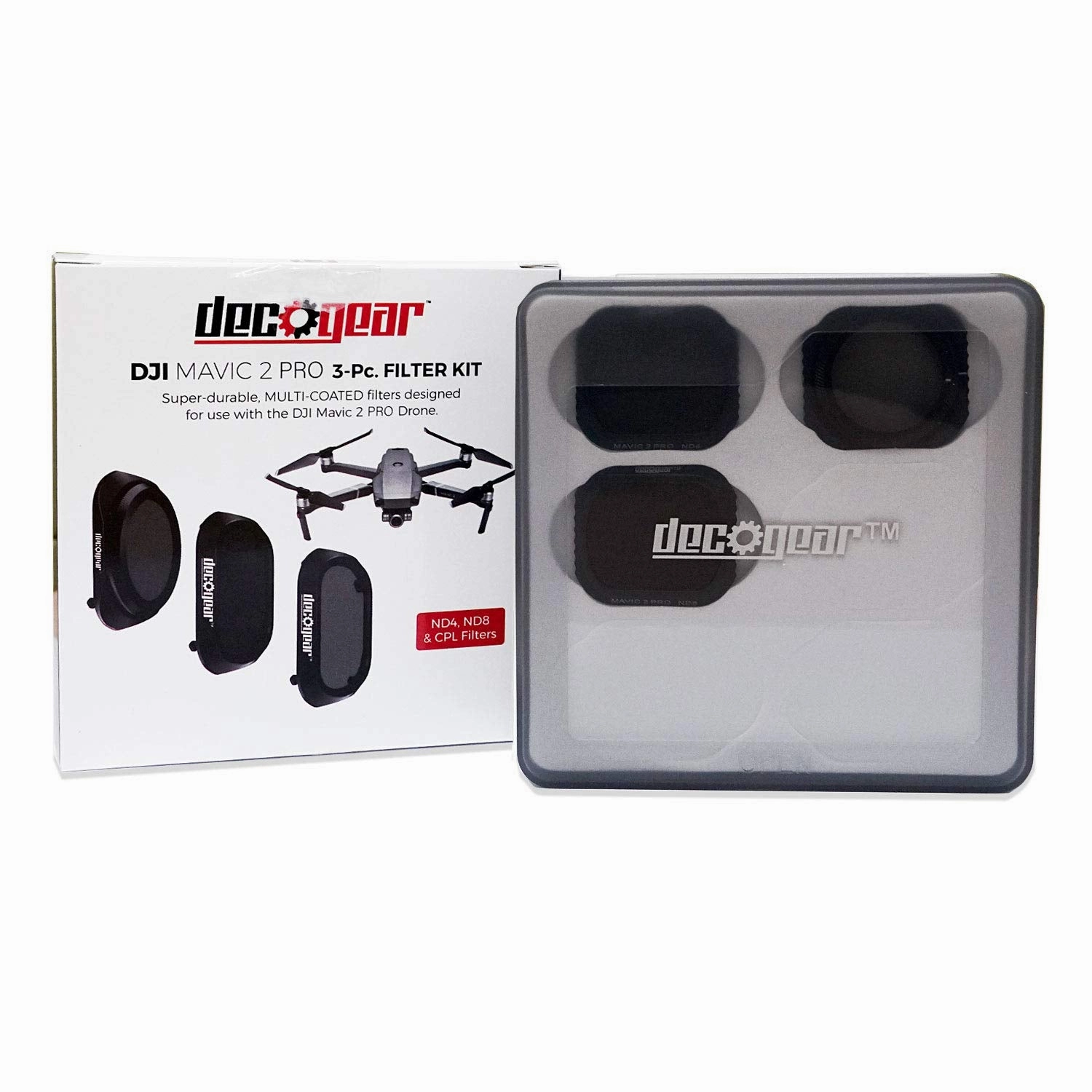 Deco Gear 3-Piece Filter Kit (CPL ND4 ND8) for Camera on The DJI Mavic 2 Pro