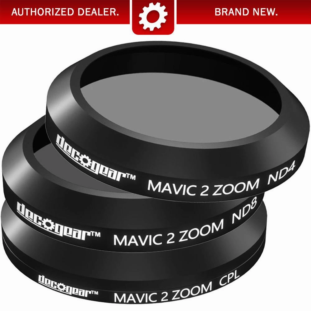 Deco Gear 3-Piece Filter Kit (CPL ND4 ND8) for Camera on The DJI Mavic 2 Zoom Drone