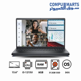 Dell Vostro 3520 Laptop, Intel Core i3/Core i7-1215U, 8GB DDR4 RAM, 512GB M.2 SSD, 15.6" FHD Display, Intel UHD Graphics, DOS - Black mini pc,computer