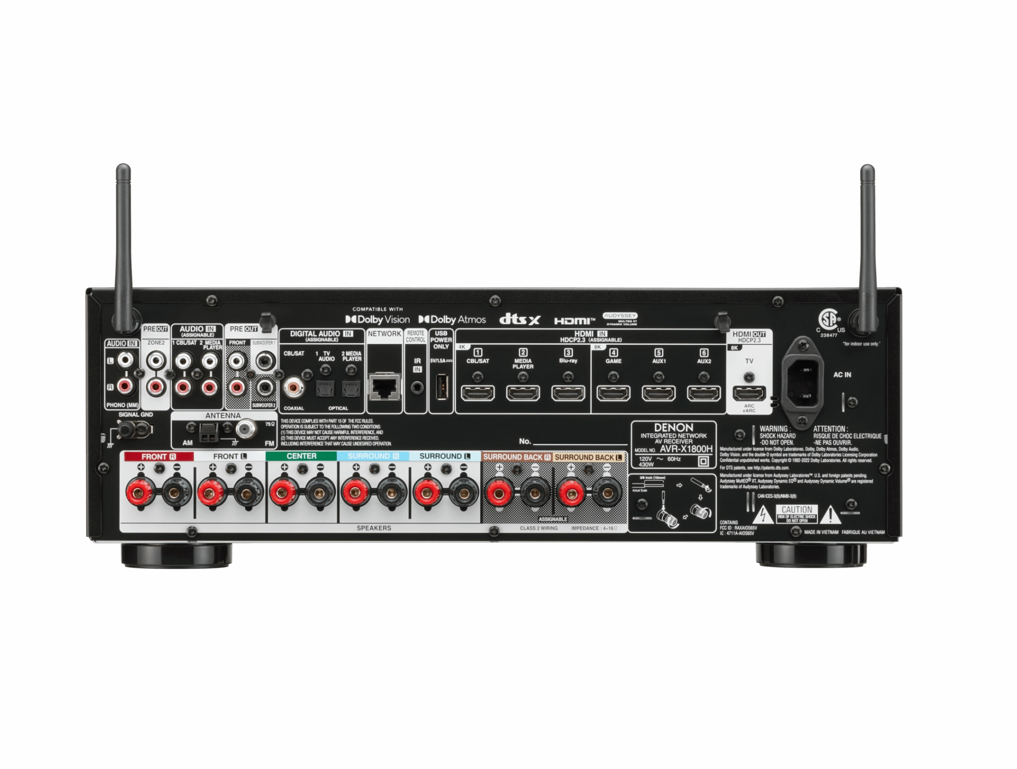 Denon AVR-X1800H AV Home Theater Receiver