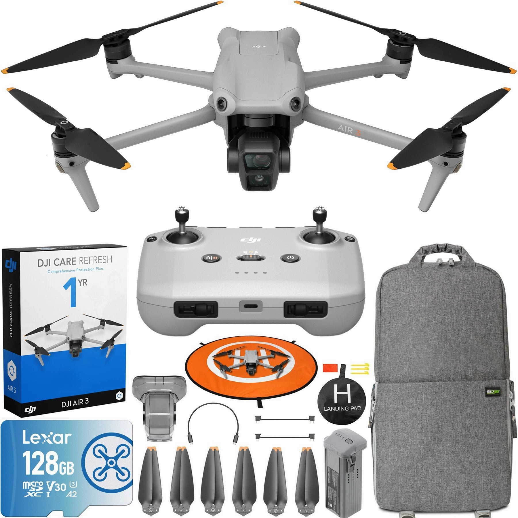 DJI Air 3 Drone 4K HDR Quadcopter with RC-N2 Remote   DJI Care Refresh Bundle dji mini 3