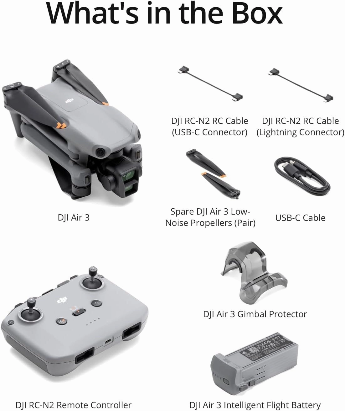 DJI Air 3 Drone 4K HDR Quadcopter with RC-N2 Remote   DJI Care Refresh Bundle