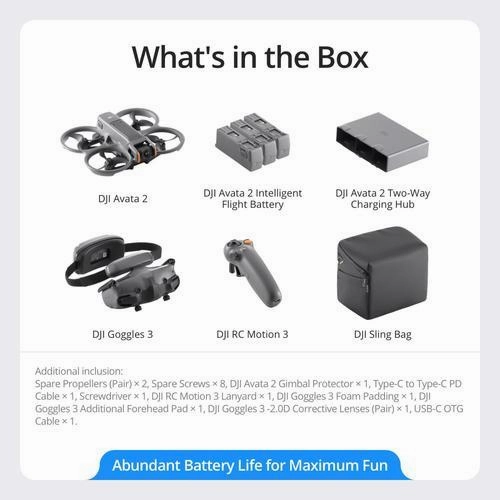 DJI Avata 2 Fly More Combo (3 Batteries) FPV Drone with Camera 4K USED