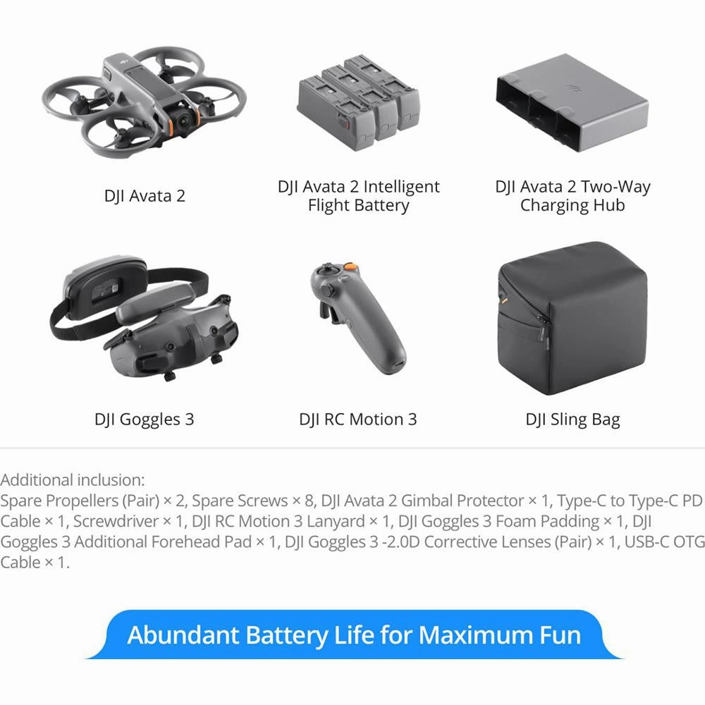 DJI Avata 2 Fly More Combo (3 Batteries) FPV Drove with Camera 4K - Open Box