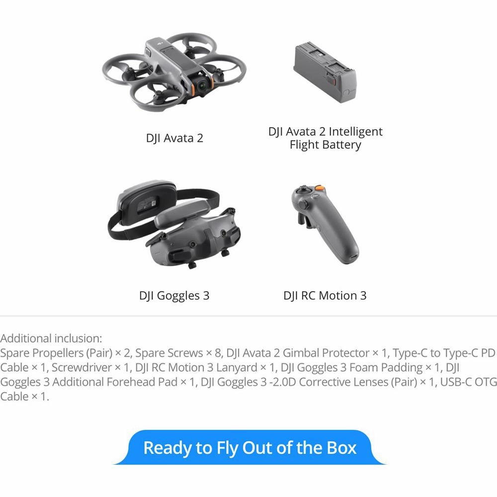 DJI Avata 2 Fly More Combo FPV Drone w/ Camera (Open Box)   1 Year Warranty