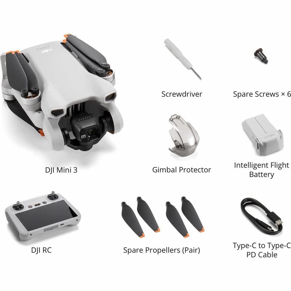 DJI Mini 3 Photography Drone and DJI RC Remote Controller with Screen Bundle