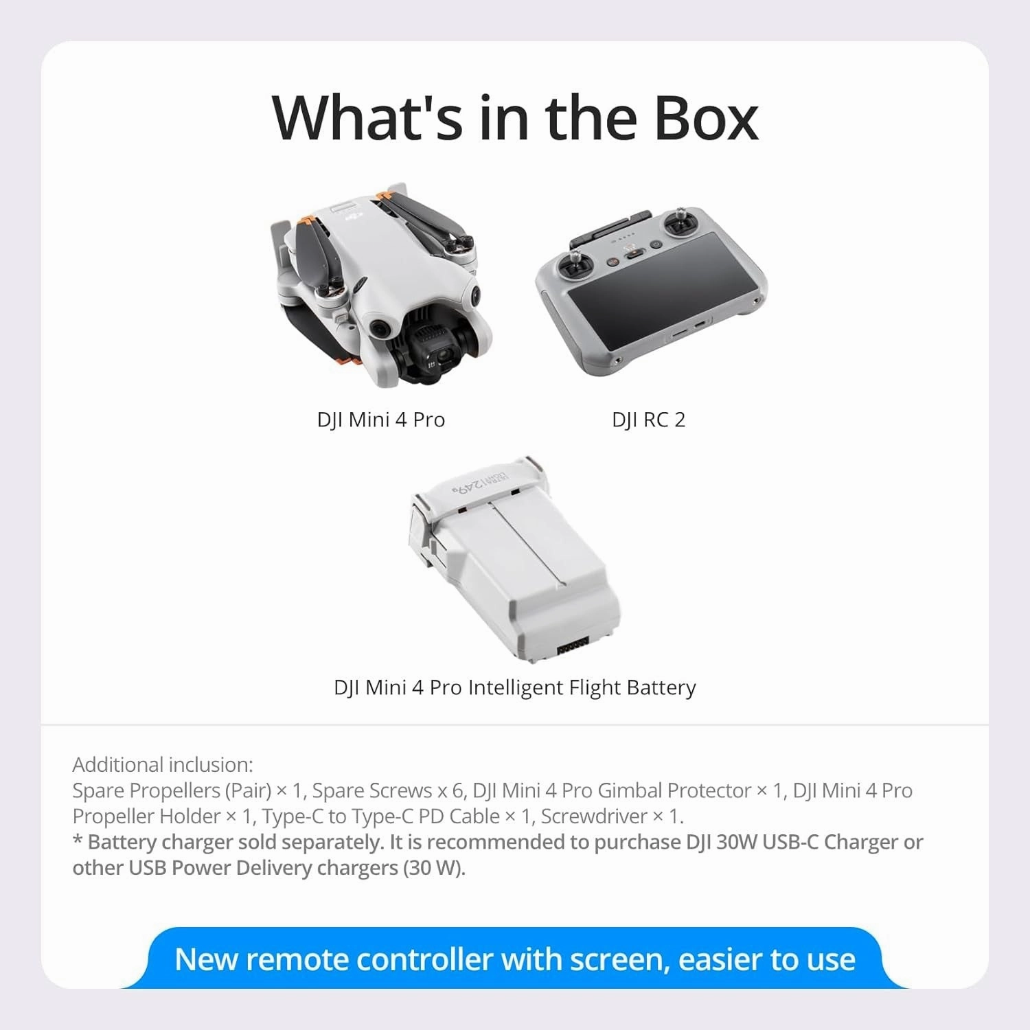 DJI Mini 4 Pro Drone Quadcopter with RC 2 Remote   Wide Angle Lens Accessory Bundle