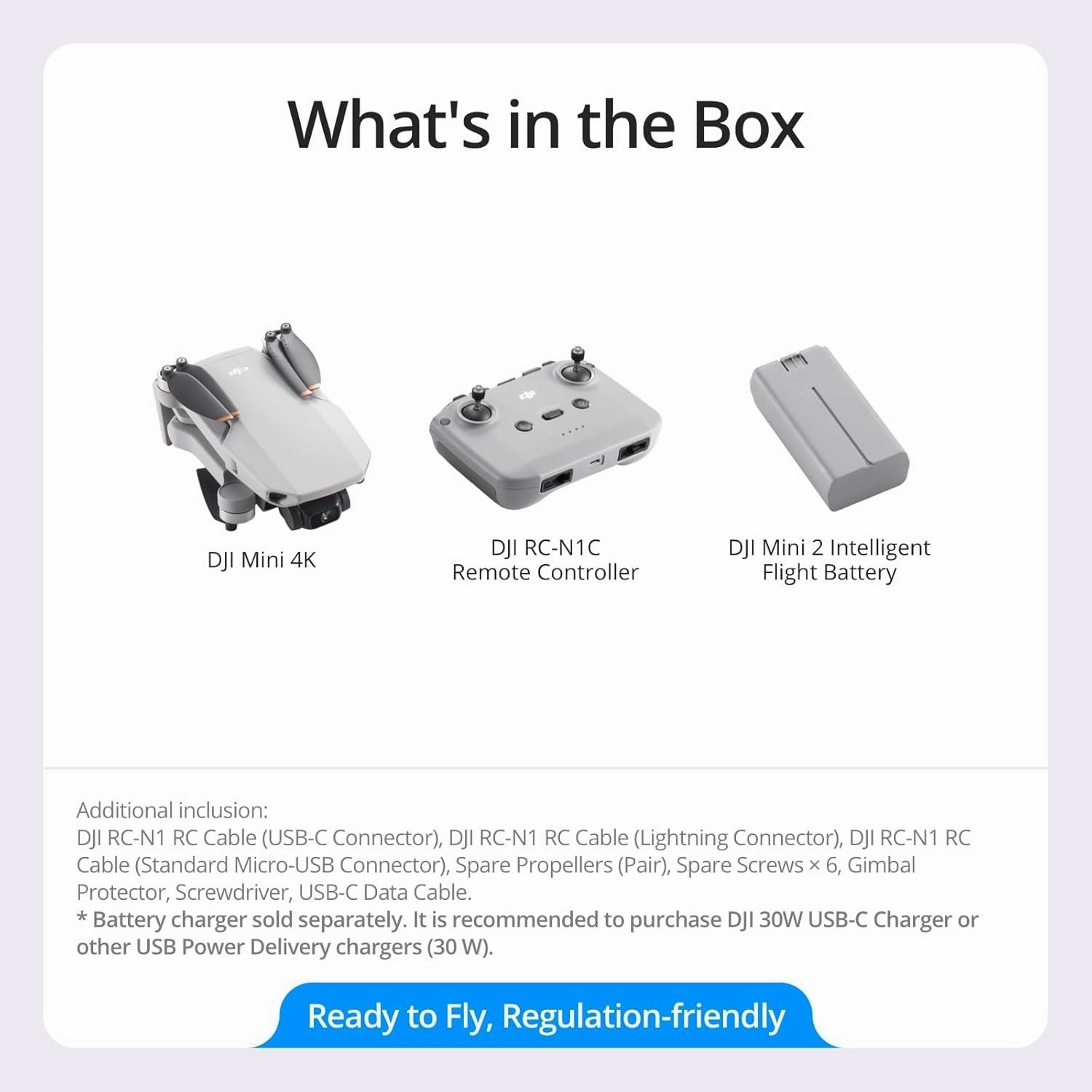 DJI Mini 4K Drone Quadcopter w/RC-N1 Remote   Extended Warranty & Accessories Bundle