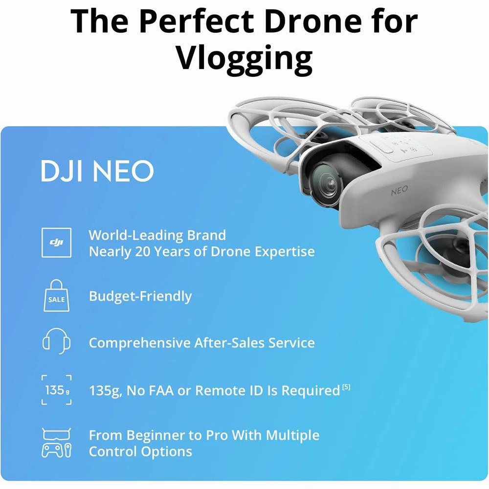 DJI Neo Drone Mini 4K Quadcopter with 3 Battery Combo CP.FP.00000218.02 - Open Box