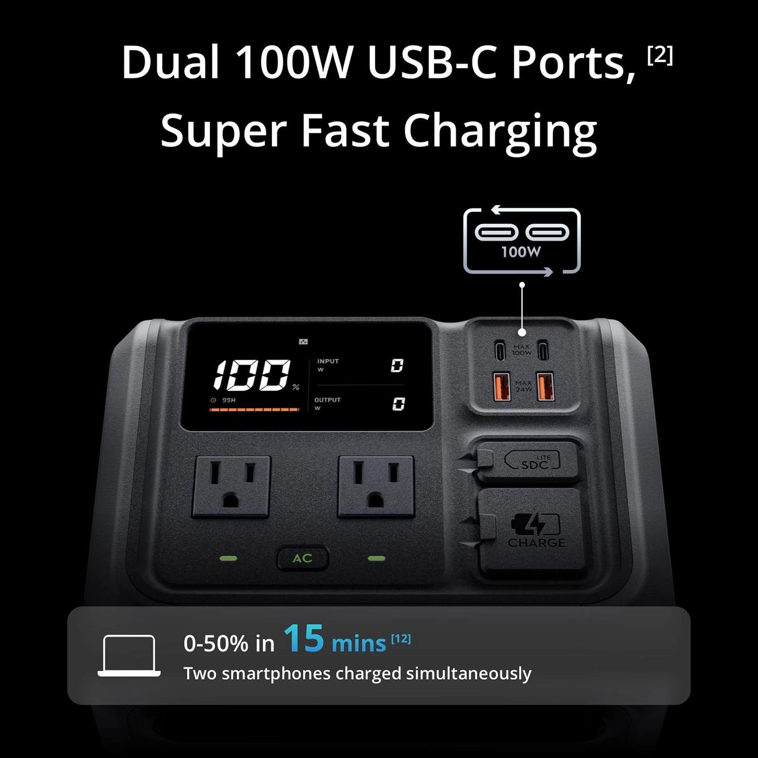 DJI Power 500 Portable Power Station, 512Wh LFP Battery, 1000W Output, Fast Charging