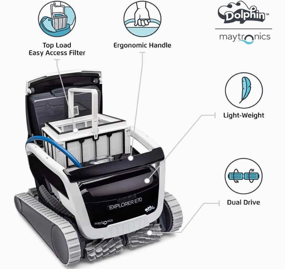 Dolphin Explorer E70 Robotic Pool Cleaner w/ Caddy