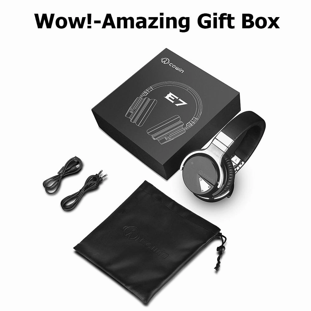 E7 Active Noise Cancelling Bluetooth Over-ear Headphones, Black
