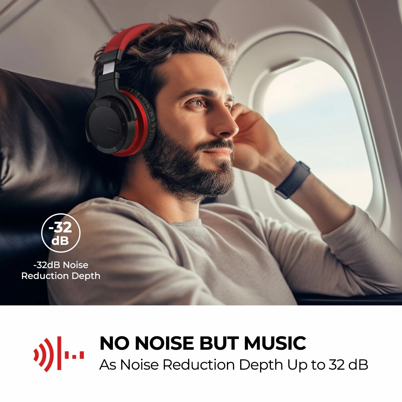 E7 Active Noise Cancelling Headphones Wireless 5.0 Bluetooth Headphones with Rich Bass