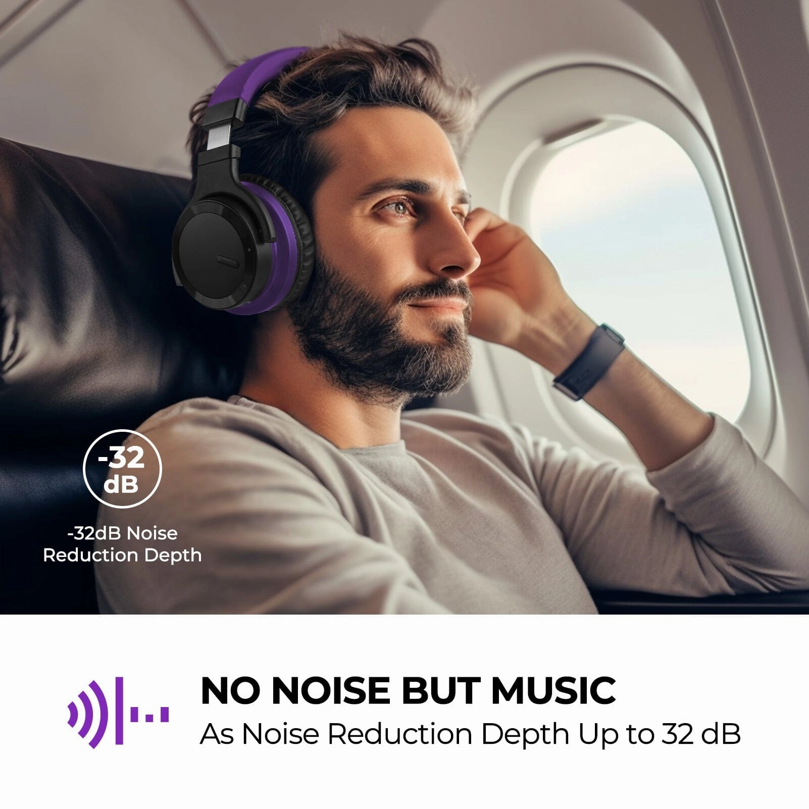 E7 Active Noise Cancelling Headphones Wireless 5.0 Bluetooth Headphones with Rich Bass