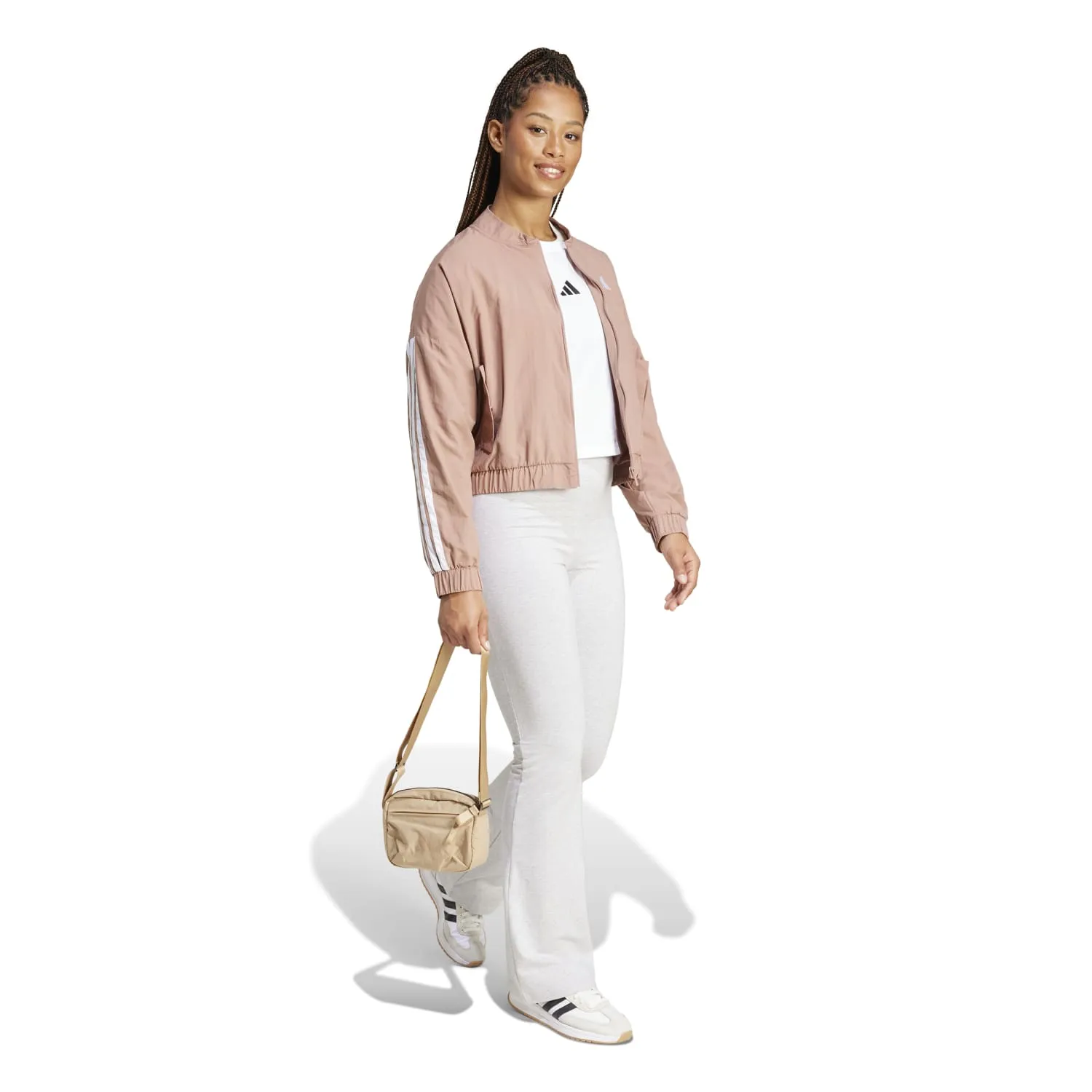 Essentials 3-Stripe Woven Bomber Jacket - Womens Clothing_Adidas