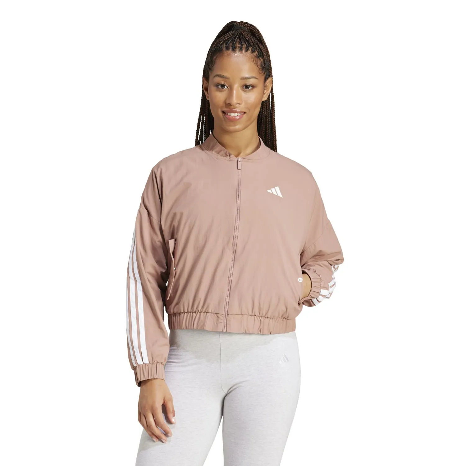 Essentials 3-Stripe Woven Bomber Jacket - Womens Clothing_Adidas