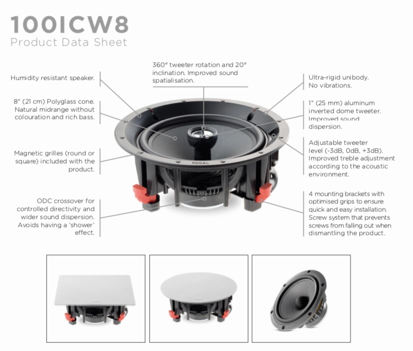 Focal 100 ICW 8 In-Wall Loudspeaker - EACH