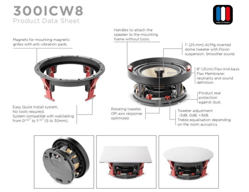 Focal 300 ICW 8 In-Wall Loudspeaker - EACH