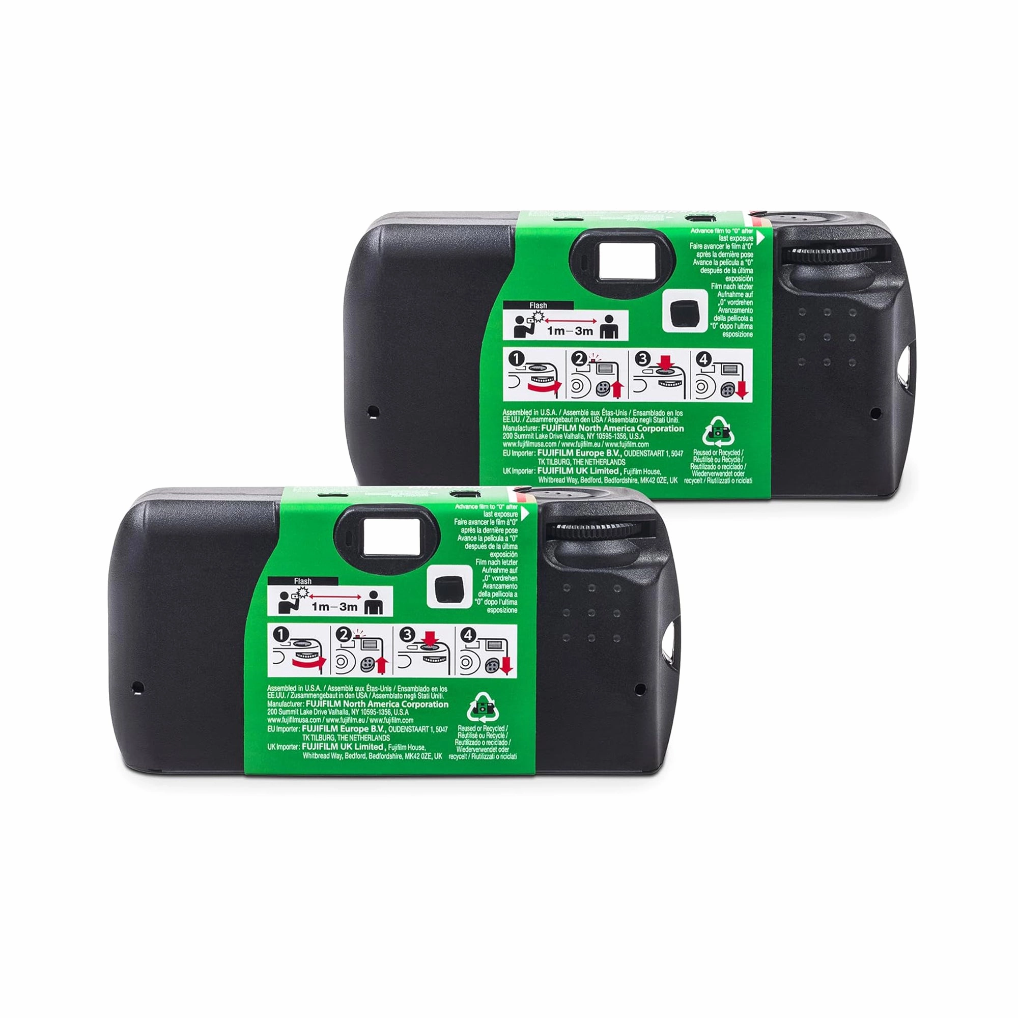 Fujifilm Quicksnap Flash 400 35mm Single-Use Camera with Flash, 27 Exposures, 2 Pack - Green