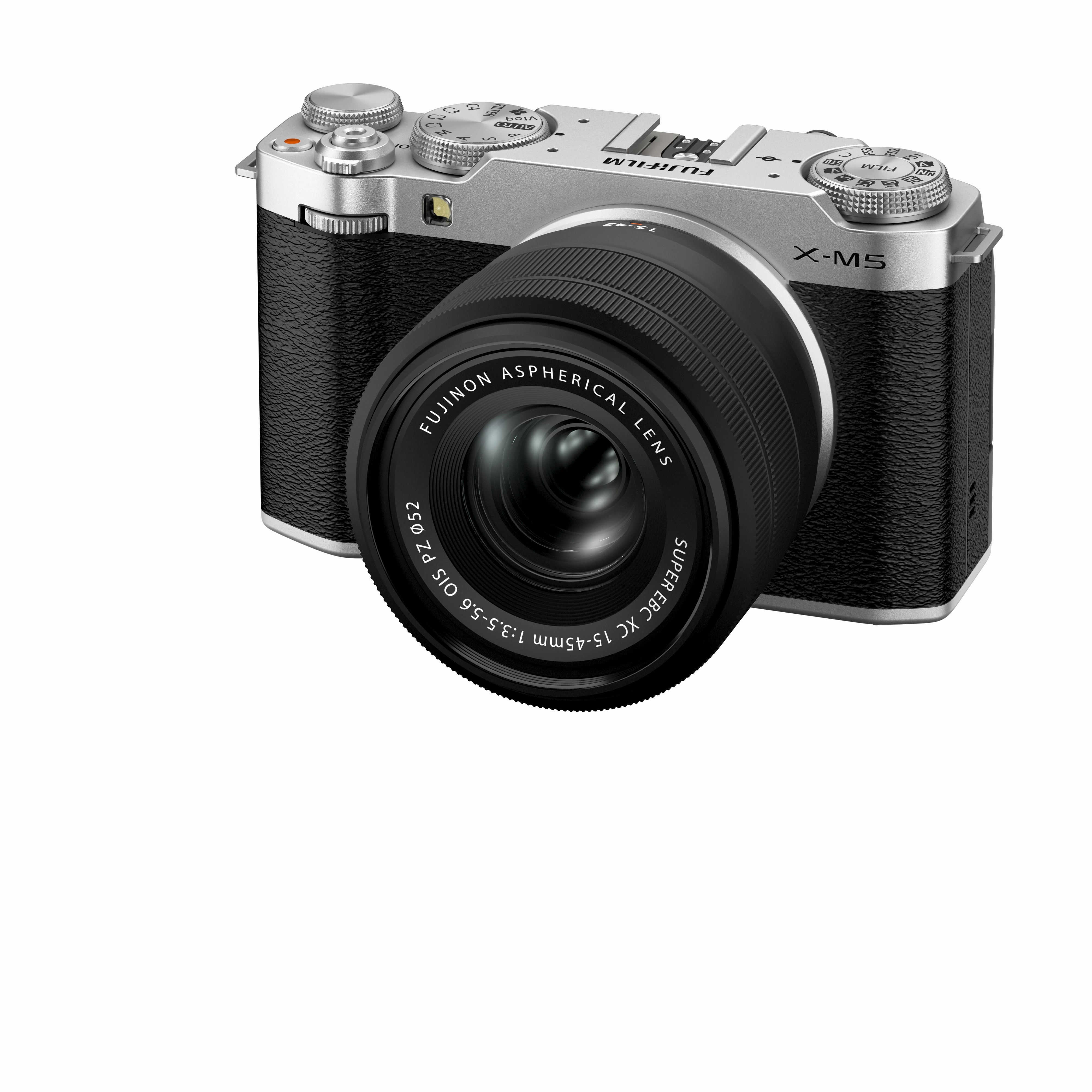 FUJIFILM X-M5 Mirrorless Camera Silver with XC 15-45mm f3.5-5.6 OIZ PZ Lens Kit