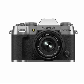 Fujifilm X-T50 Mirrorless Camera with XC 15-45mm f/3.5-5.6 OIS PZ Lens - Silver digital camera