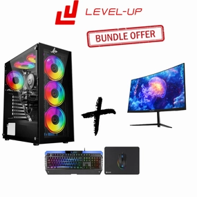 Gaming Bundle PC i5-13400F ,RTX 4060, 16GB RAM With Monitor Sades NC-Pelagia SC-CJ04F24B, 24" FHD 1920x1080, 200Hz, 0.5ms, HDMI 2.1, VA, Curved & Battle Ram Combo (Mouse   Mousepad & Keyboard)