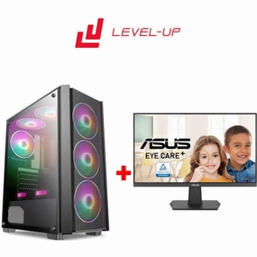 Gaming PC i5-11400F, RTX 4060, 16GB RAM With ASUS VA24EHF Eye Care 24" (23.8-inch viewable), IPS, Full HD, Frameless, 100Hz, Adaptive-Sync, 1ms Gaming Monitor