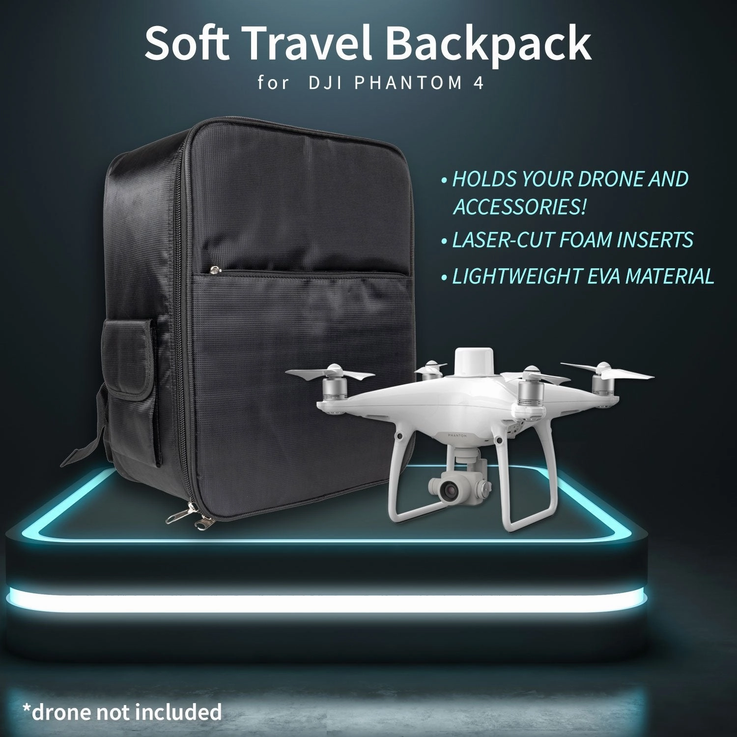 General Brand Soft Travel Backpack with Laser-Cut Foam Inserts for DJI Phantom 4 Drone