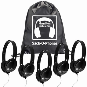 HamiltonBuhl Sack-O-Phones Primo Headphones 5-Pack (3 Colors) noise cancelling headphones, bluetooth earbuds