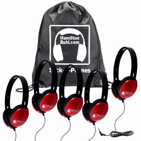 HamiltonBuhl Sack-O-Phones Primo Headphones 5-Pack (3 Colors)