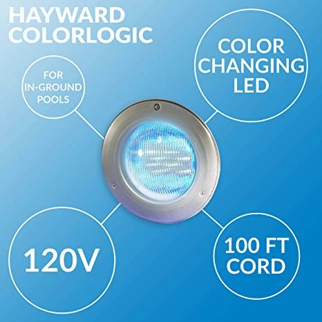Hayward ColorLogic 4.0 LED Pool Light, 120V/100 Ft Cord Stainless Steel