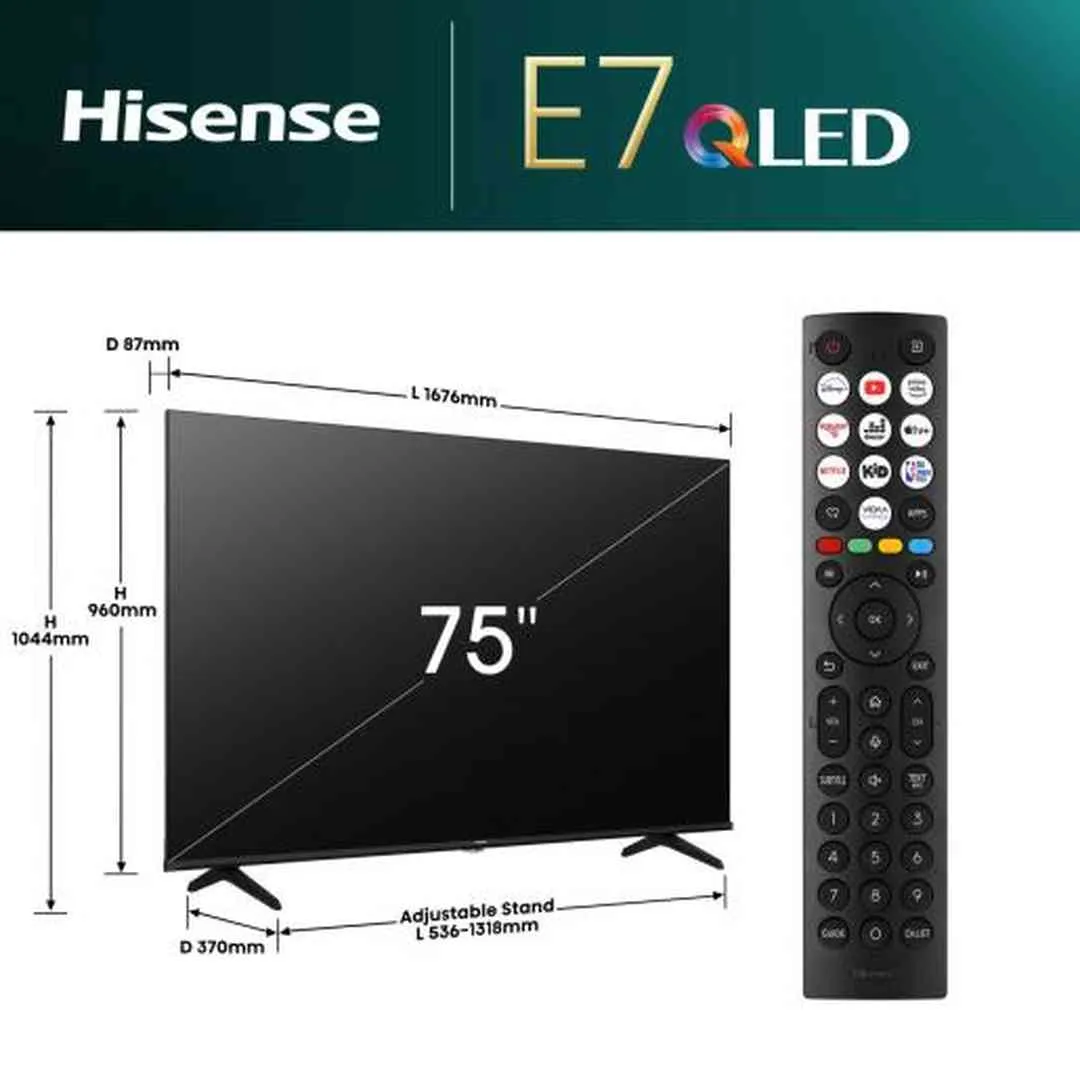 Hisense E7N 75" 4K UHD QLED Smart TV | 75E71NQ