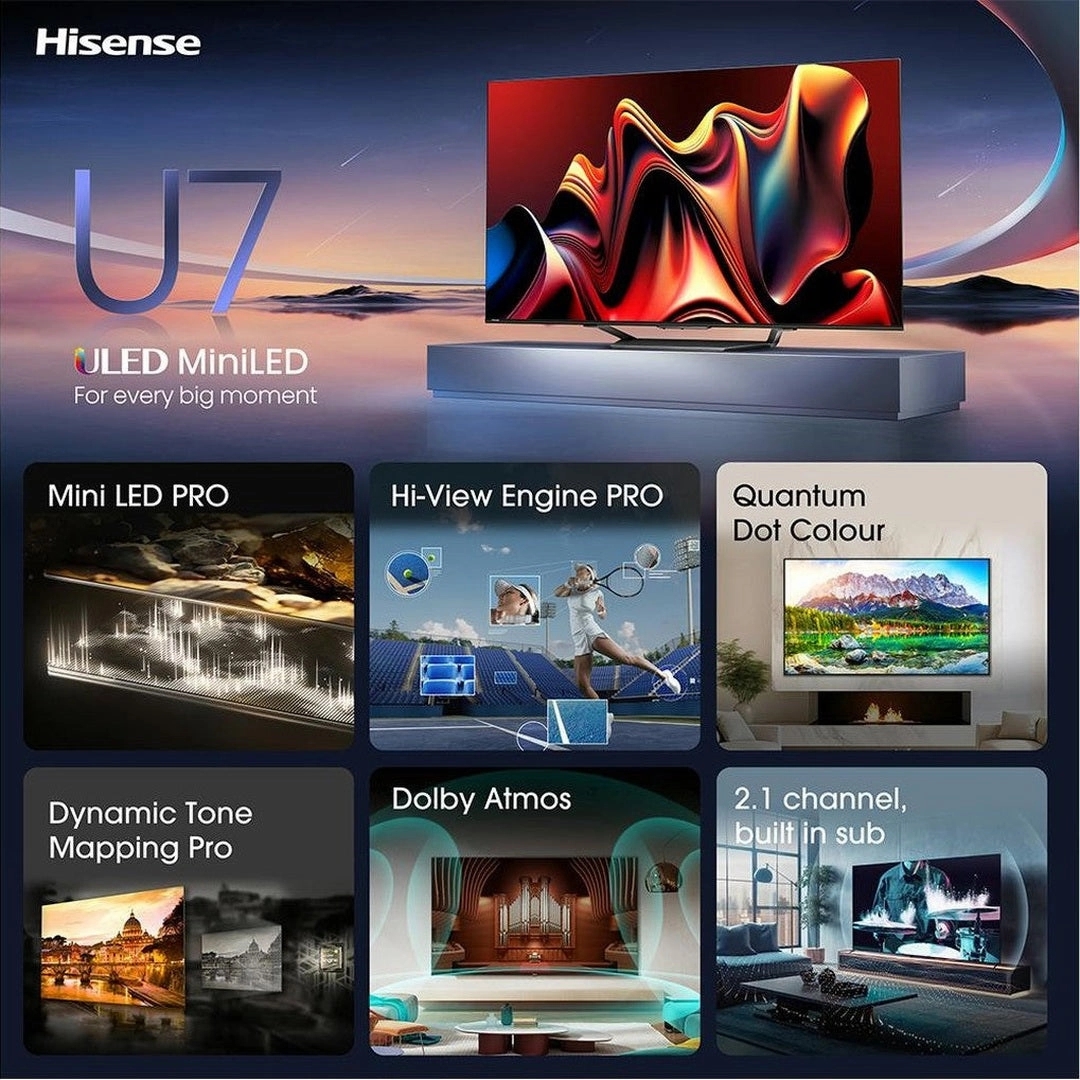 Hisense U7N 65" 4K UHD Mini-LED Smart TV | 65U71NQ