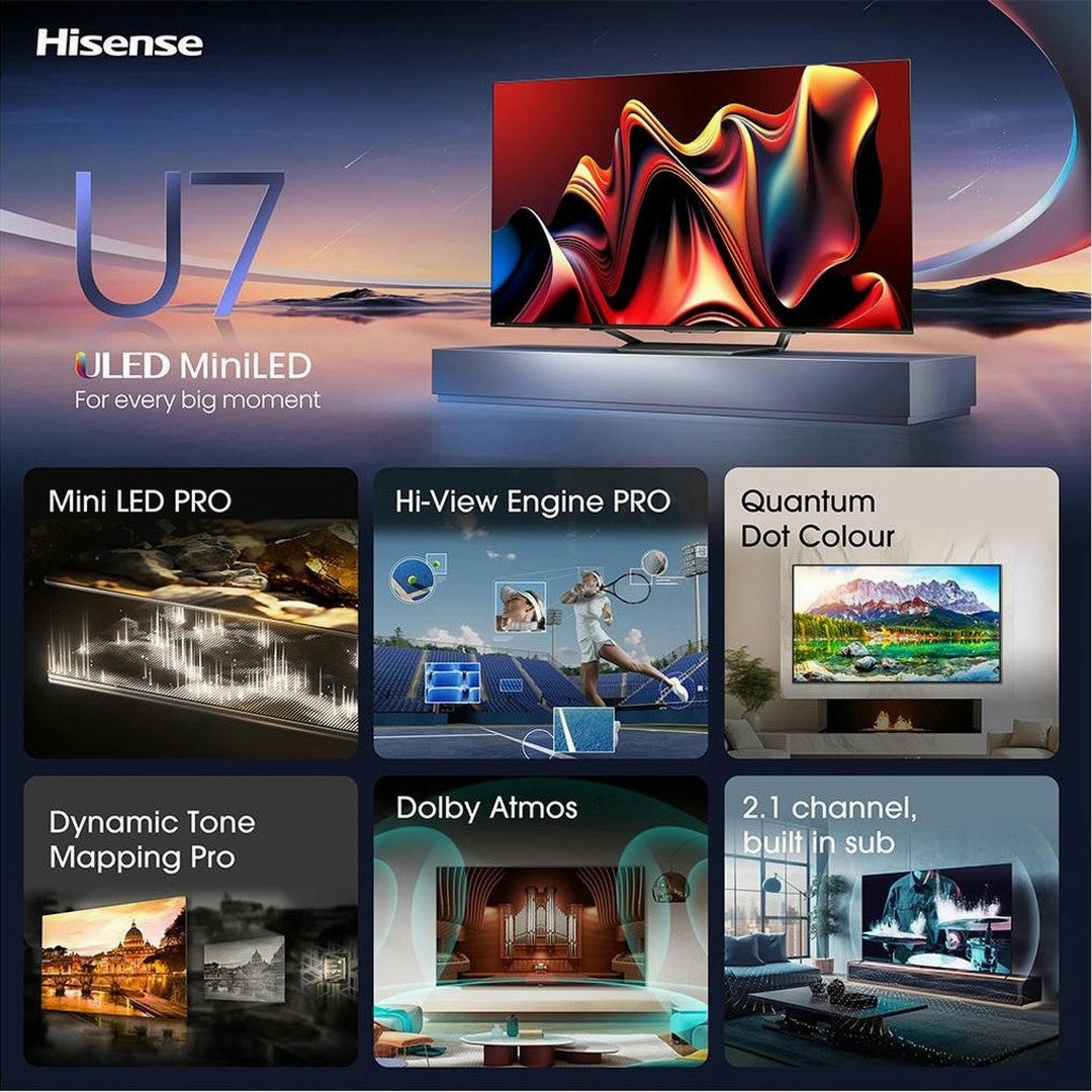 Hisense U7N 65" 4K UHD Mini-LED Smart TV | 65U71NQ