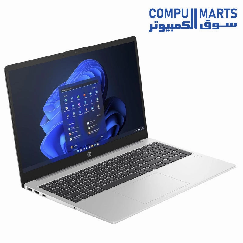 HP250G10(725G9EA) - 13th Intel core i7-1355U LAPTOP , 16GB RAM , 512GB SSD, Intel Iris X Graphics, 15.6" FHD (1920X1080) anti-glare 250 nits, Dos - Turbo silver