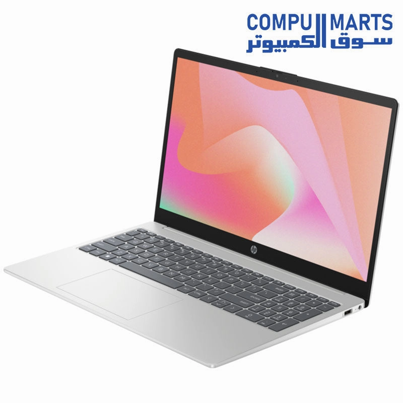 HP 15-fd0355nia - 13th Intel i5-1334U 10-Cores LAPTOP, 8 GB RAM, 512GB  SSD, Intel Iris X Graphics, 15.6" FHD (1920x1080) anti-glare 250 nits, Dos - Natural silver