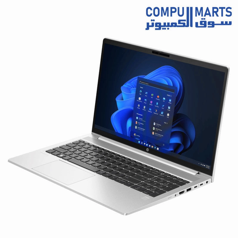 HP ProBook 450 G10 Laptop with 15.6 FHD, Intel core i5-1335U, Ram 16GB DDR4, SSD 256 NVMe, Intel iris Xe Graphics, Pike silver aluminum, Windows 11