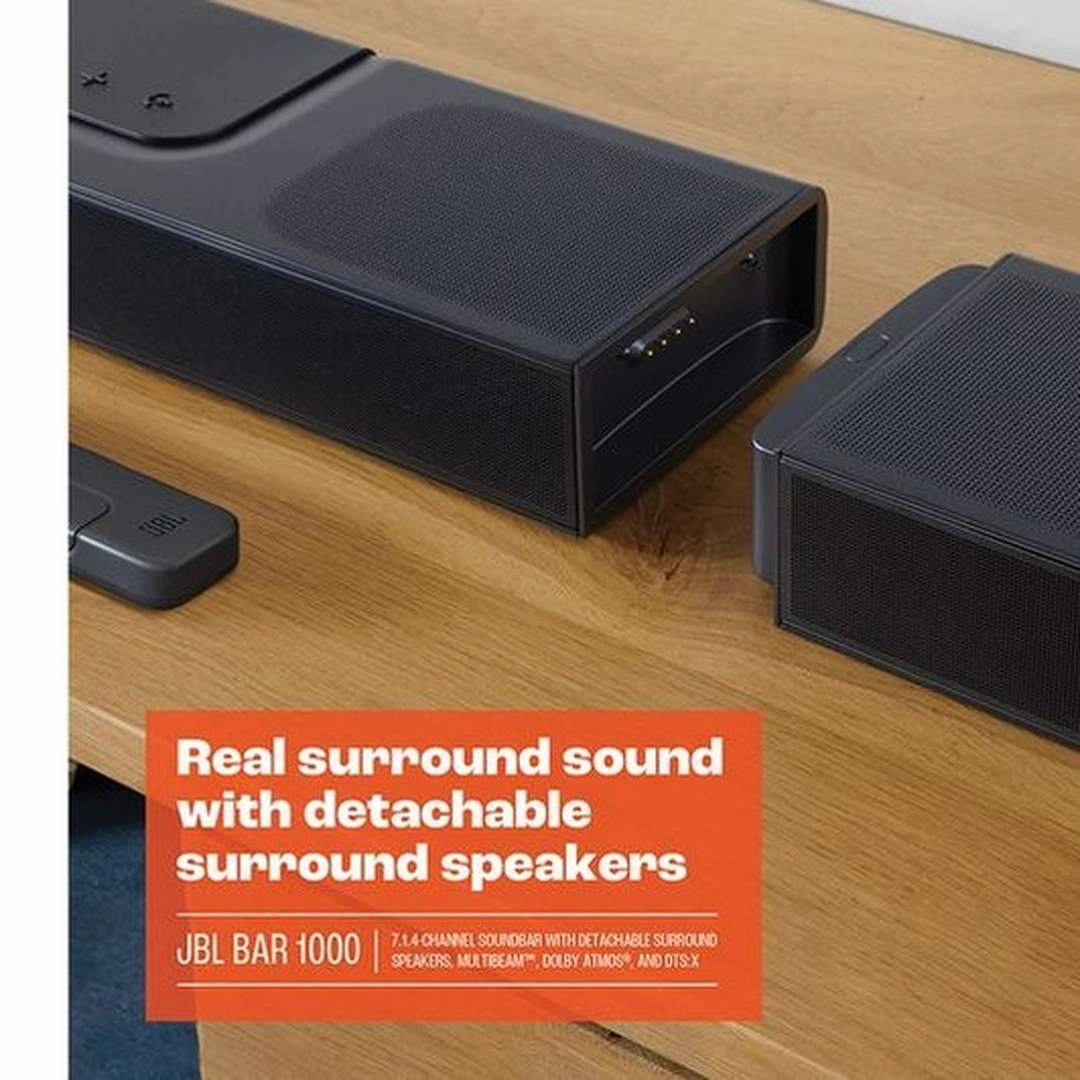 JBL Bar 1000 7.1.4-Channel Soundbar with Detachable Surround Speakers Multibeam Dolby Atmos & DTSX | JBLBAR1000PROBLKUK