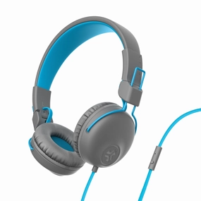 JLab Studio On-Ear Wired Headphones Graphite/Blue bass headphones, foldable headphones