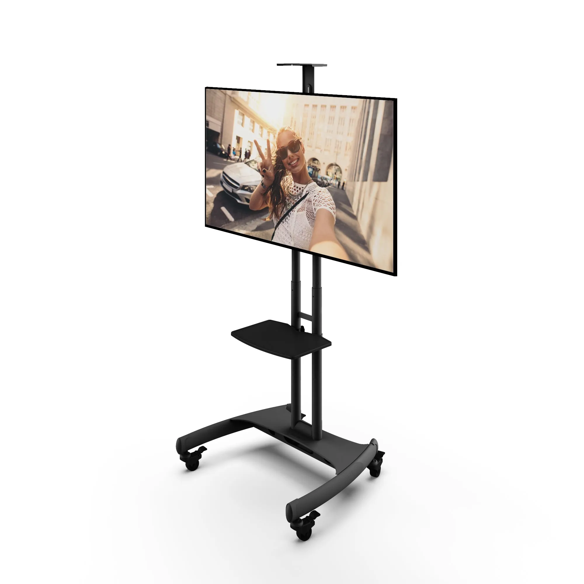 Kanto Black Height Adjustable Mobile TV Cart with Adjustable Shelf for 37" to 65" TVs - MTM65PL tv wall mount, 55 inch tv