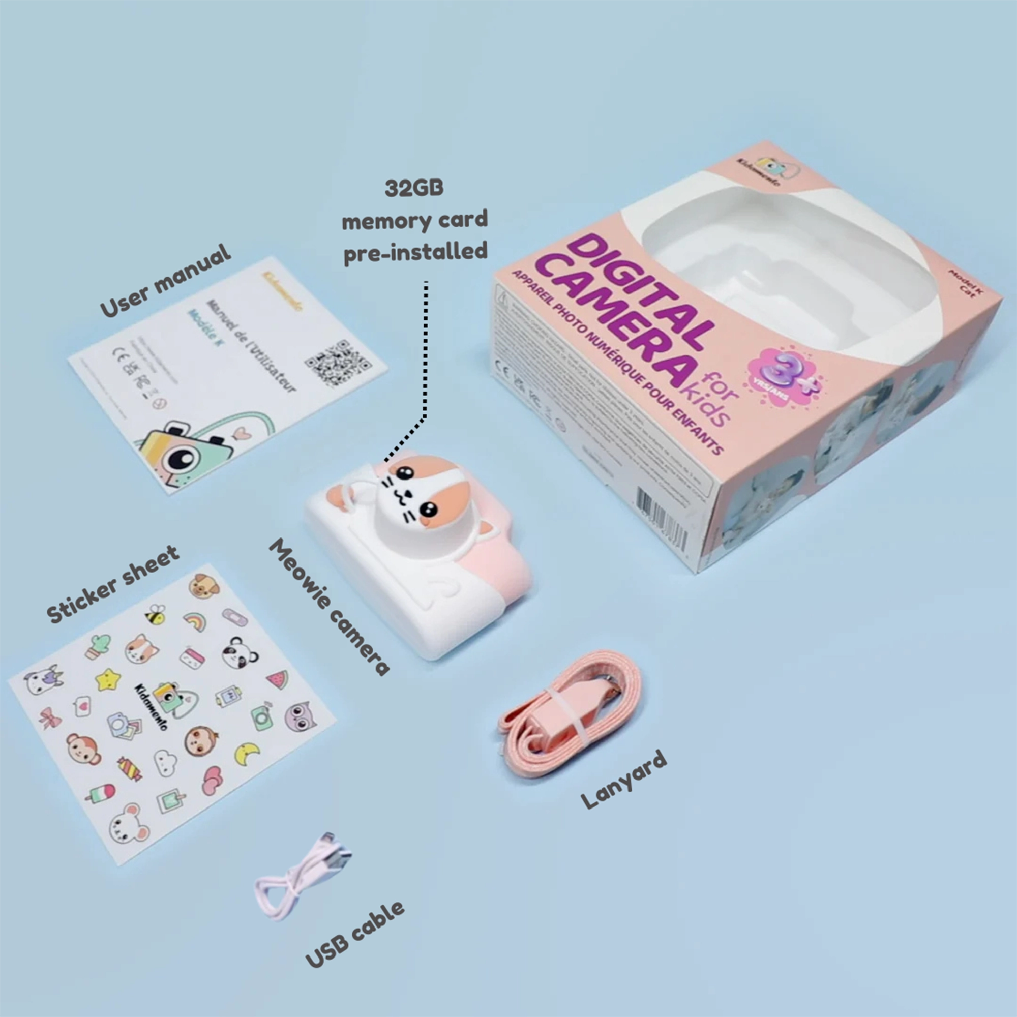 Kidamento Model K Digital Camera for Kids - Meowie the Cat