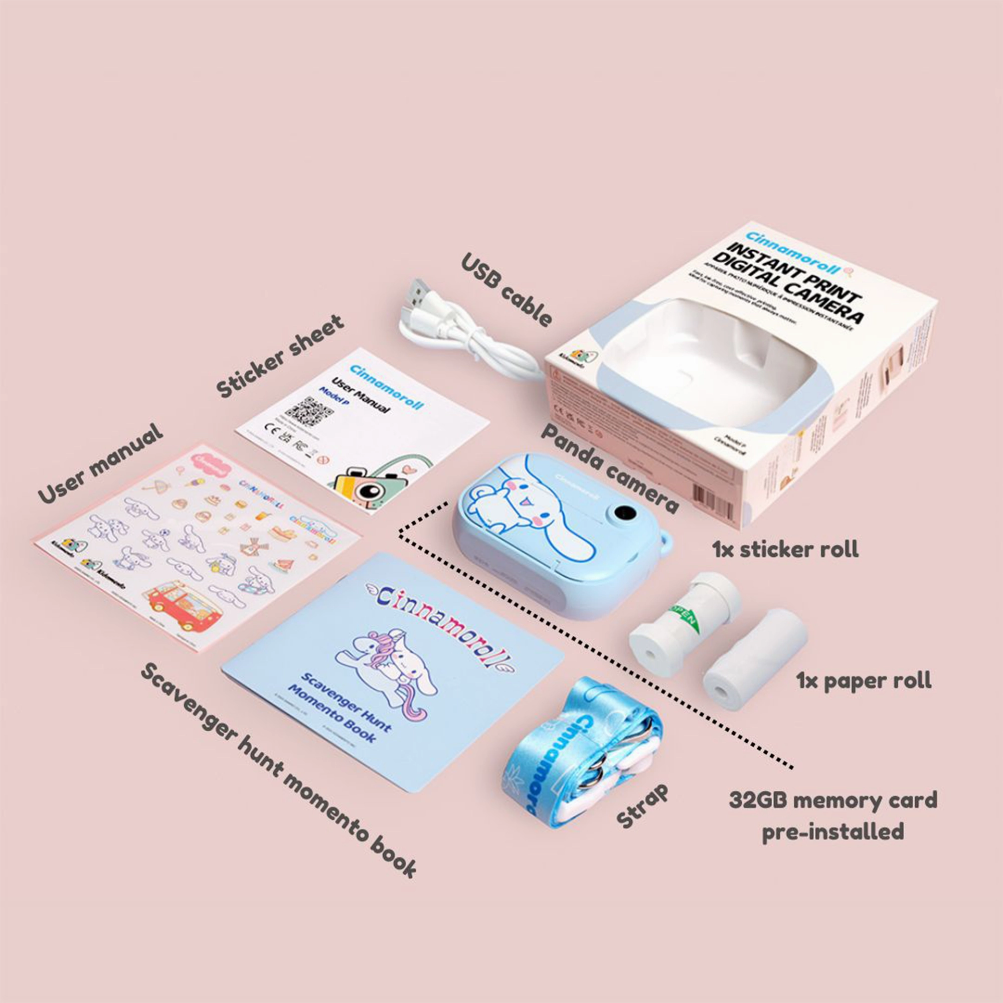 Kidamento Model P Instant Print Digital Camera for Kids - Cinnamoroll