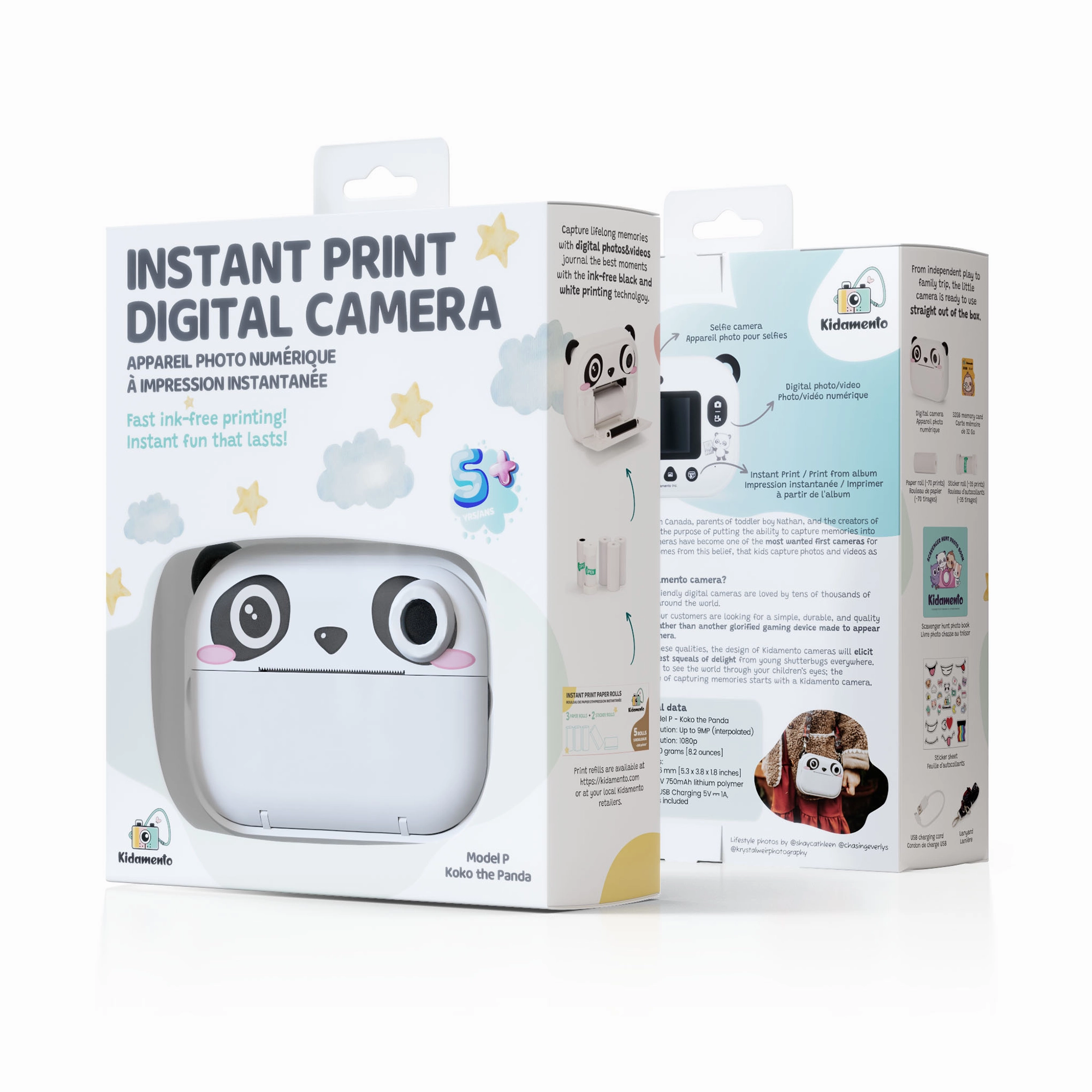 Kidamento Model P Instant Print Digital Camera for Kids - Koko the Panda