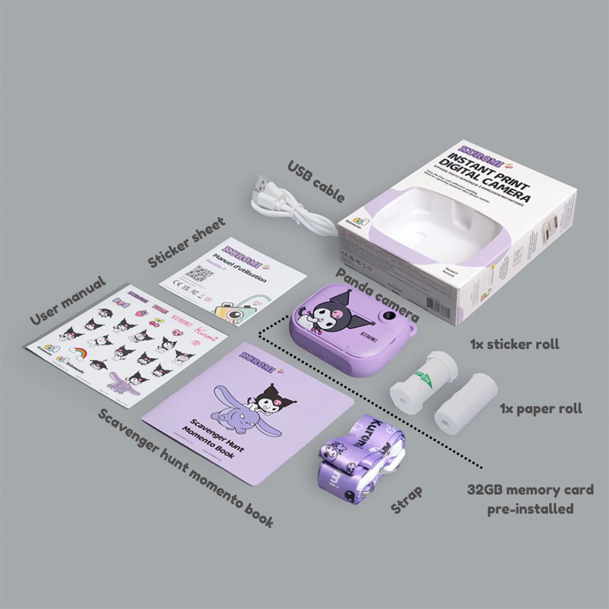 Kidamento Model P Instant Print Digital Camera for Kids - Kuromi