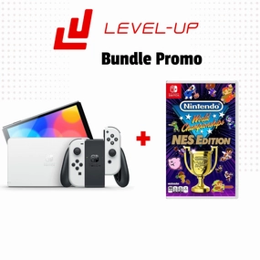 Level Up Bundle: Nintendo Switch OLED Model white joycon with Nintendo World Championships NES Edition