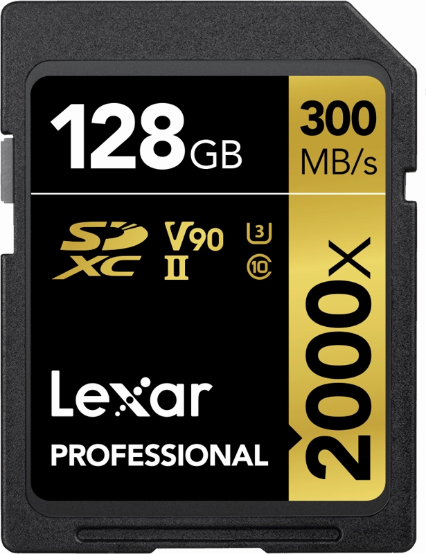 Lexar Pro 2000X SDHC/SDXC UHS-II U3(V90) R300/W260 128GB camera
