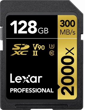 Lexar Pro 2000X SDHC/SDXC UHS-II U3(V90) R300/W260 128GB camera