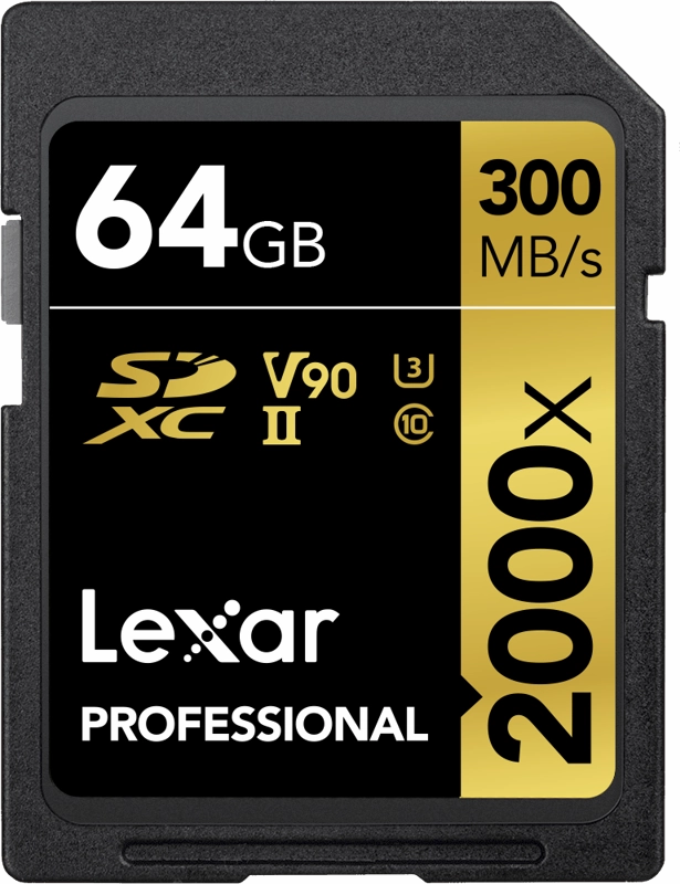 Lexar Pro 2000X SDHC/SDXC UHS-II U3(V90) R300/W260 64GB camera