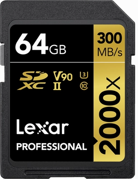 Lexar Pro 2000X SDHC/SDXC UHS-II U3(V90) R300/W260 64GB camera