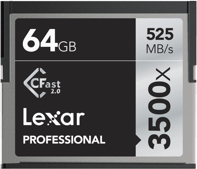 Lexar Pro 3500X Cfast 2.0 (VPG-130) R525/W445 64GB camera